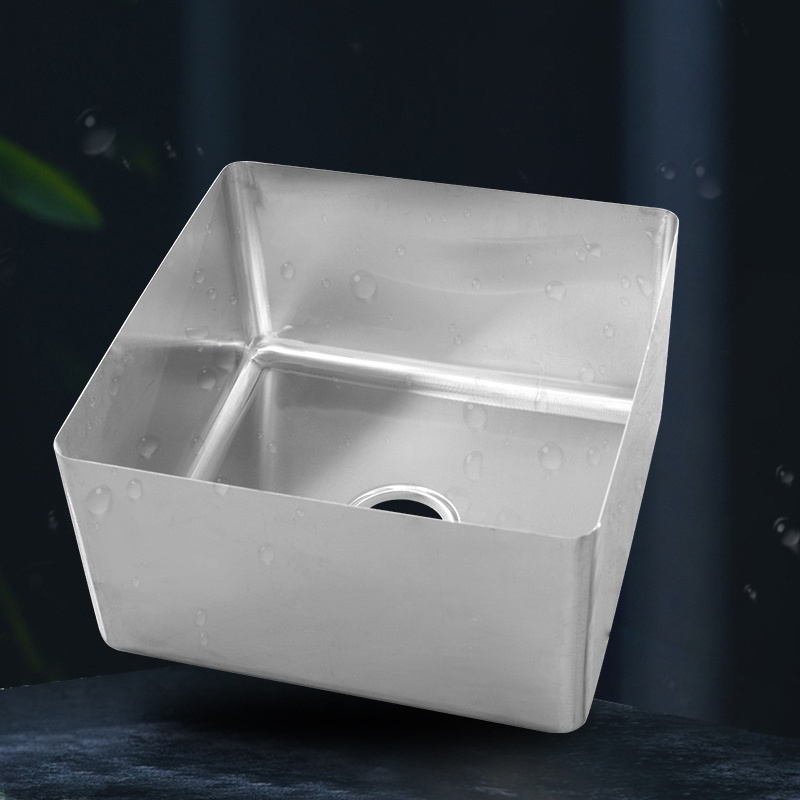 304 Customized Industrial Weld Sink Rectangular Inside Table Sink Bowl Handmade Fabricated Commercial Kitchen Stainless Steel