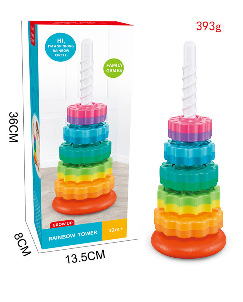 Spinning toy Rainbow wheel strong ABS plastic premium stacking toy for kids Rainbow spinning tower toy