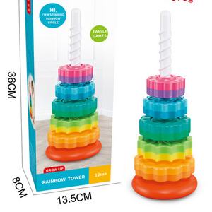 Spinning toy Rainbow wheel strong ABS plastic premium stacking toy for kids Rainbow spinning tower toy