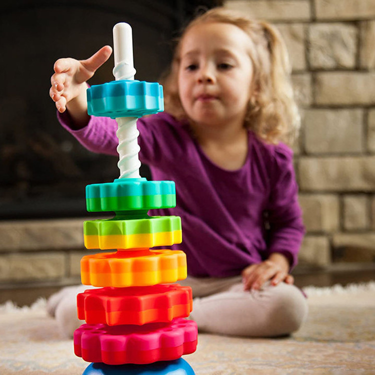 Spinning toy Rainbow wheel strong ABS plastic premium stacking toy for kids Rainbow spinning tower toy