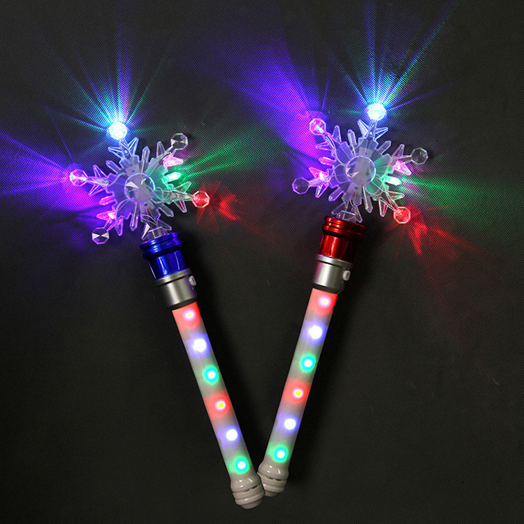 Colorful flashing rotating light stick LED long Pentacle Snowflake/butterfly music flash rotating stick