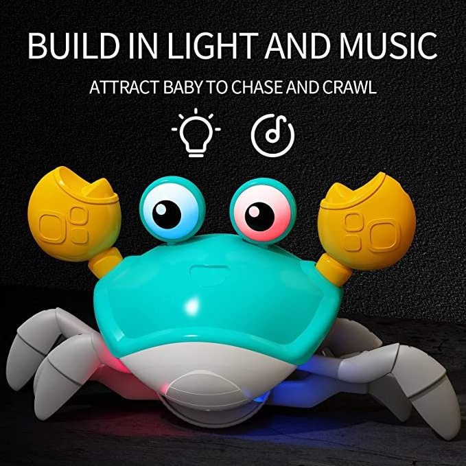 Crawling crabs automatically avoid obstacles rechargeable music and lights dancing baby toys walking inductive crabs