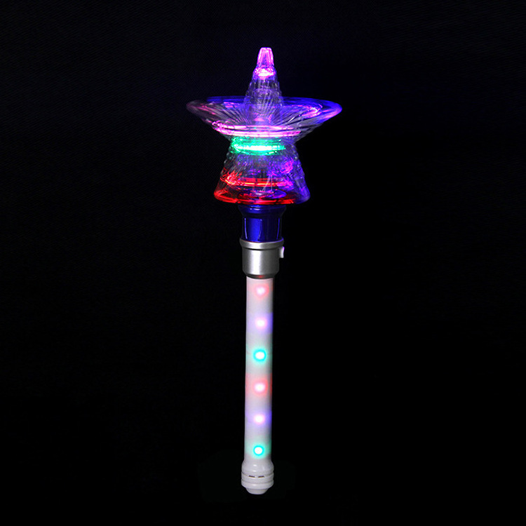 Colorful flashing rotating light stick LED long Pentacle Snowflake/butterfly music flash rotating stick