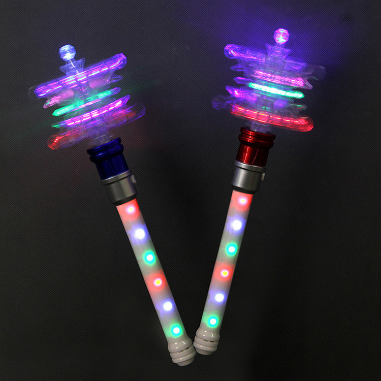 Colorful flashing rotating light stick LED long Pentacle Snowflake/butterfly music flash rotating stick