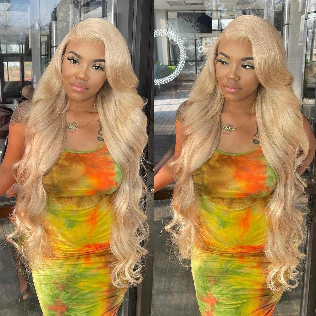 Longest 40 Inch Raw Human Hair 613 hd Lace Frontal Wig Blonde Body Wave Lace Front Wig 13x4 Pre Plucked Lace Front Human Hair