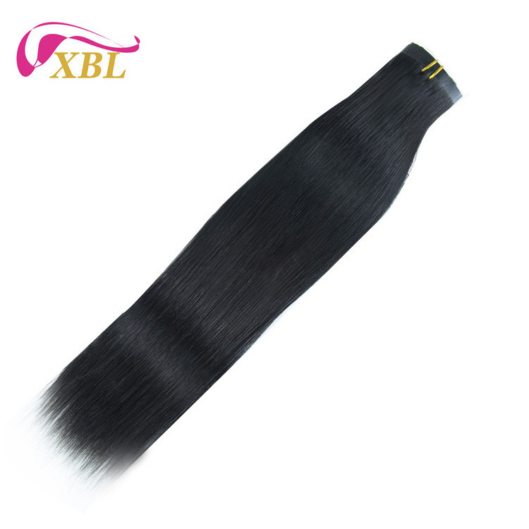 XBL hair factory seamless clips pu tape extension weft 100% real human hair wholesale virgin human hair long tape in extensions