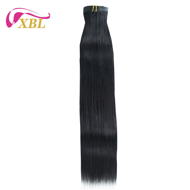 XBL hair factory seamless clips pu tape extension weft 100% real human hair wholesale virgin human hair long tape in extensions