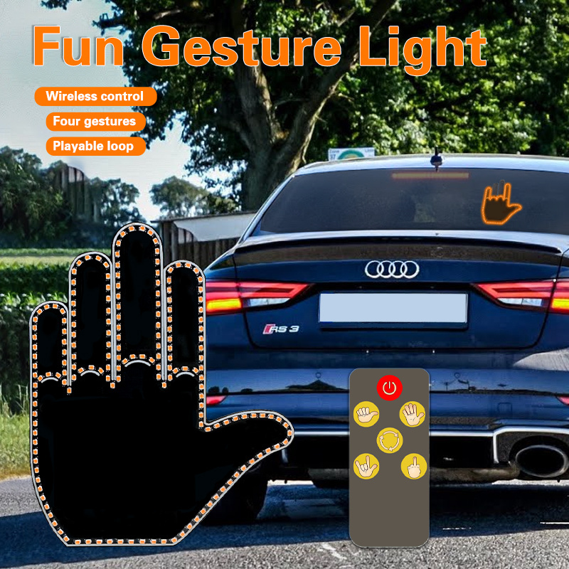 Rear Window LED Car Gesture Finger Light Wireless Remote Auto Warning Lamp Others Car Light Accessories