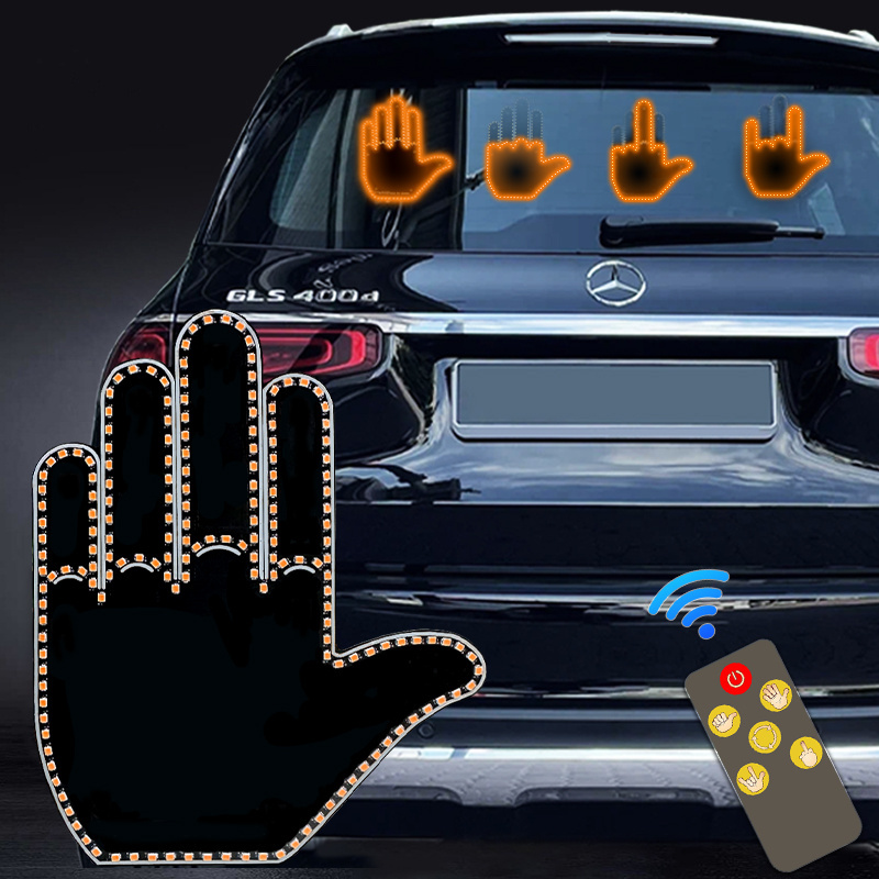 Rear Window LED Car Gesture Finger Light Wireless Remote Auto Warning Lamp Others Car Light Accessories