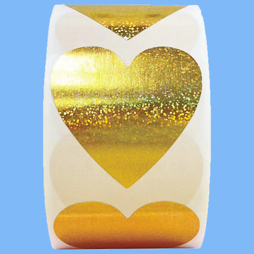 1 inch gold heart laser Valentine's Day seal sticker sticker label