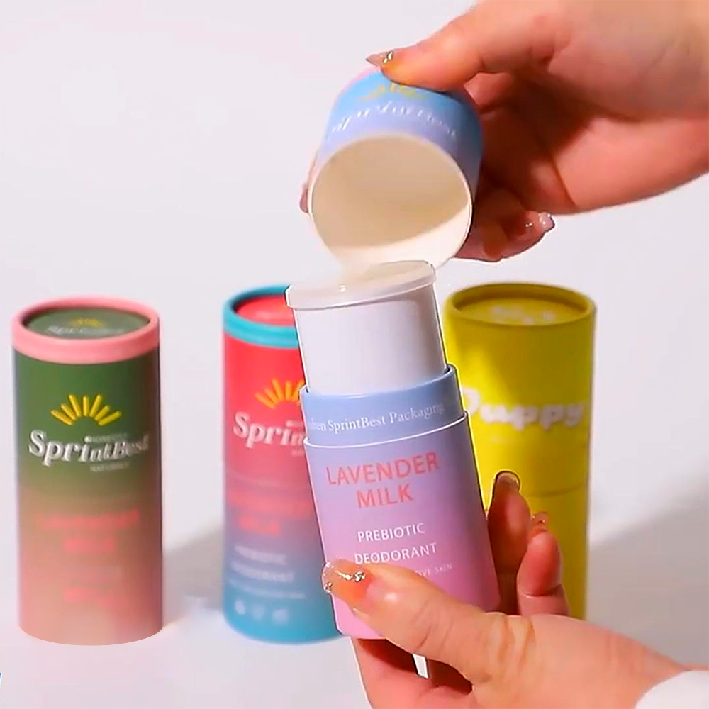 Eco Friendly Packaging Deodorant Container Twist Up Paper Deodorant Tube Push Up Paper Deodorant Stick Packaging Container