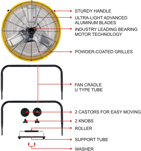 Sibolux factory Air Circulator Fan 24 Inch 3 Speed Industrial Commercial Residential ventilated Drum Fan