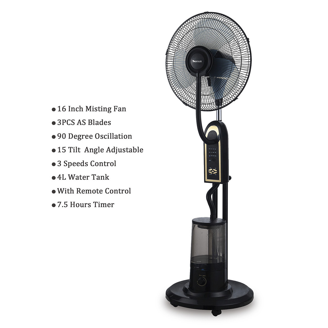 Indoor 16 Inch Portable, Cooling Sprayer 1.7L Water, Tank Humidifier Atomizer Misting Fan