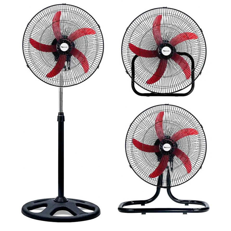 High quality silent 18 inch 3 in 1 industrial stand air cooler 110v 220v ac pedestal desk fan with uk eu plug