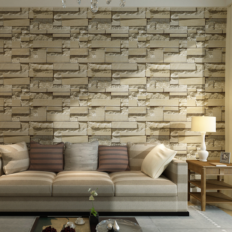 Grey brick wallpaper PVC waterproof wallpaper home decoration restaurant wallpaper