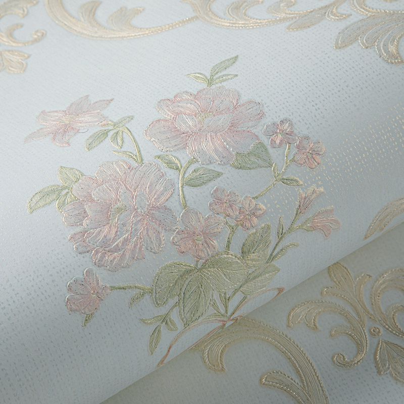 Warm 3D relief rose wallpaper bedroom living room wedding room hotel fashion pink garden small flower wallpaper