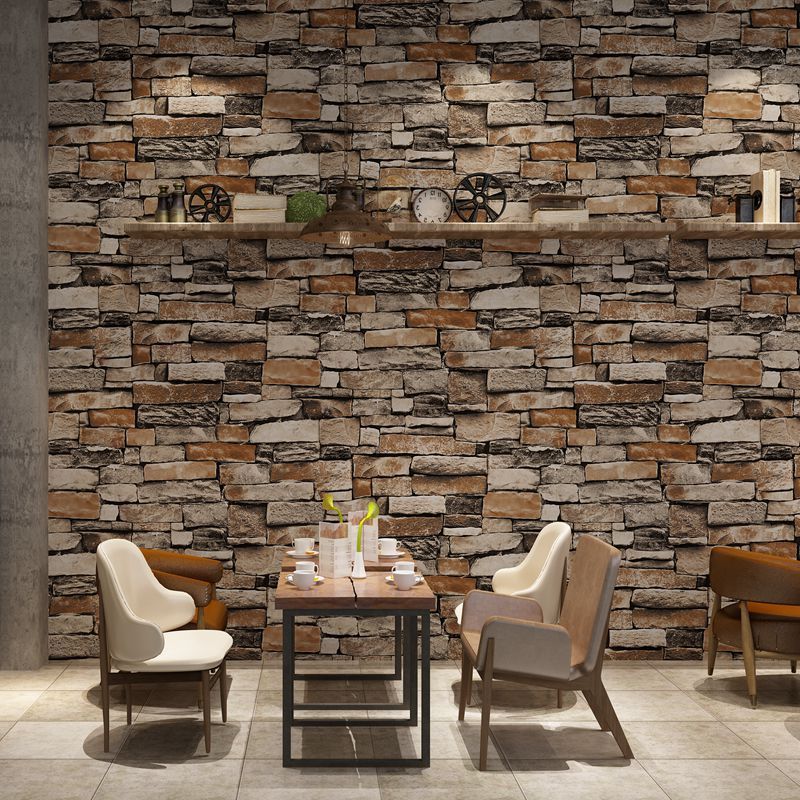 Retro 3D faux brick wall wallpaper for cafe bar restaurant decor stone grey brick wallpaper