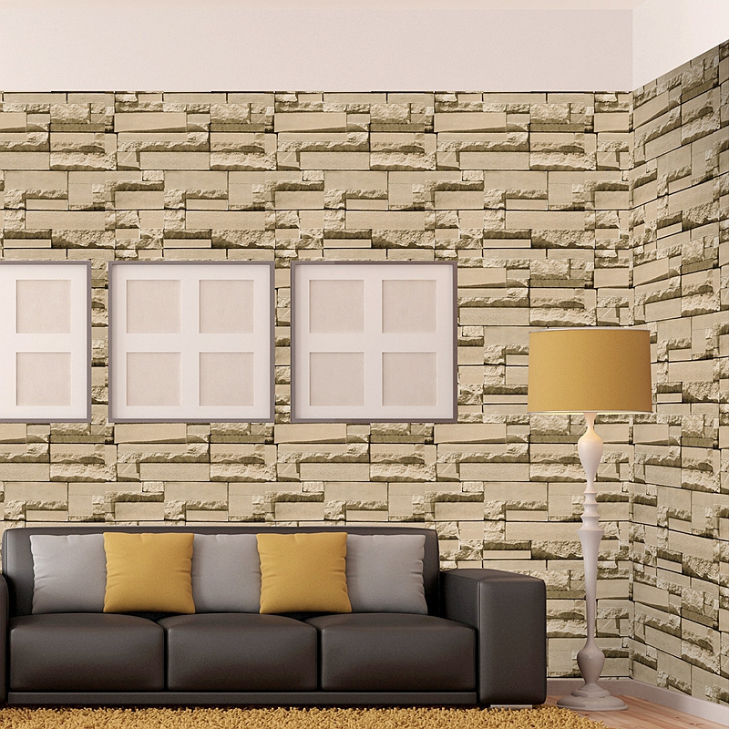 Grey brick wallpaper PVC waterproof wallpaper home decoration restaurant wallpaper