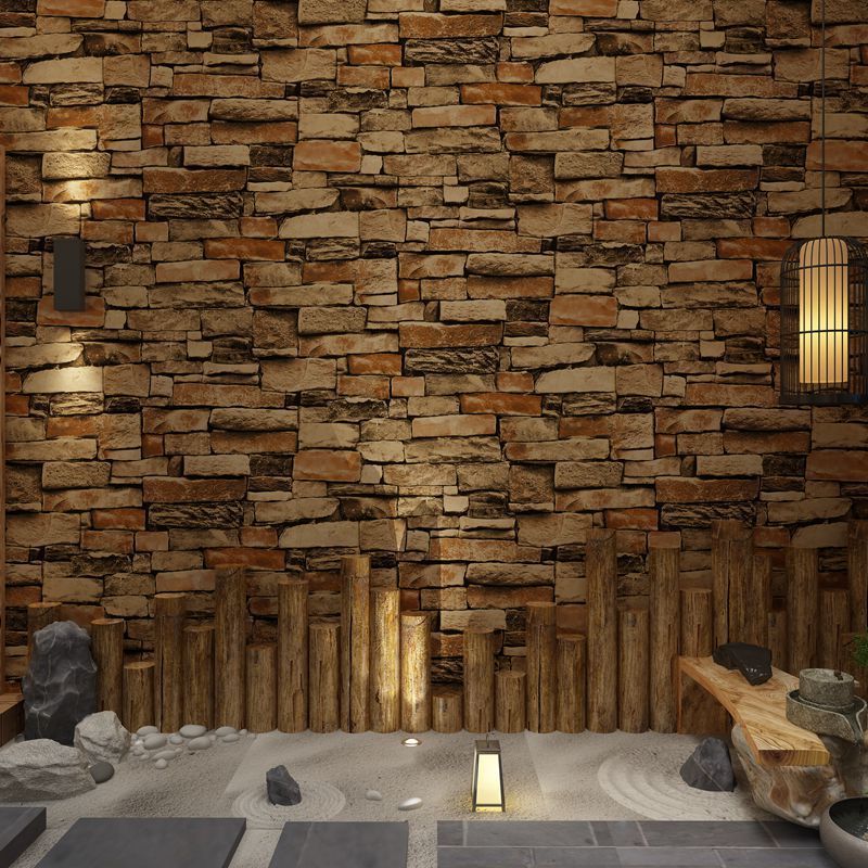 Retro 3D faux brick wall wallpaper for cafe bar restaurant decor stone grey brick wallpaper