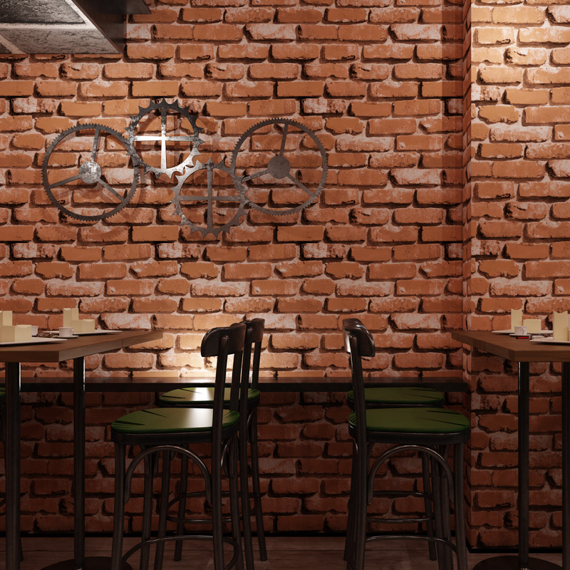 Modern minimalist 3D red brick wallpaper restaurant hotel living room clothing store personality abstract white brick wallpaper