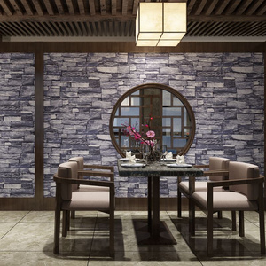 Retro 3D faux brick wall wallpaper for cafe bar restaurant decor stone grey brick wallpaper