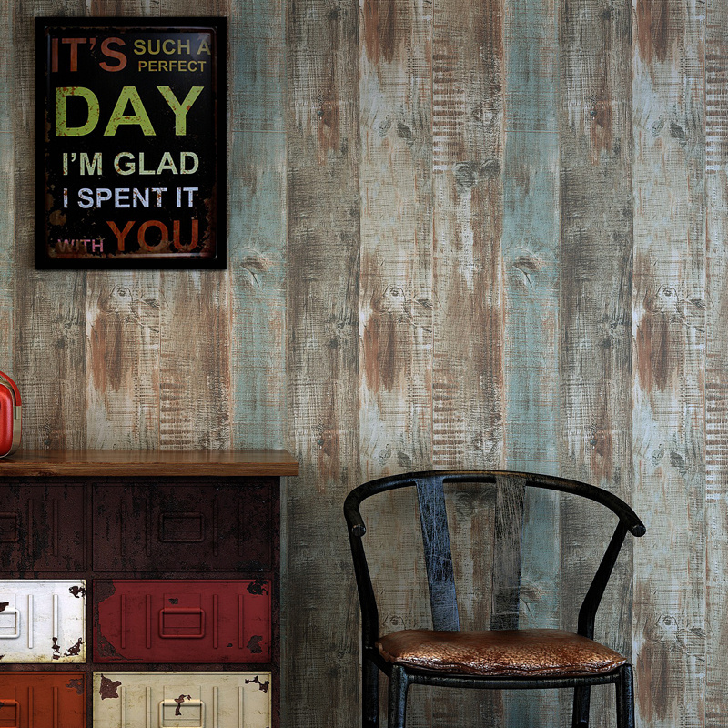 Antique and nostalgic wood grain wallpaper parlor striped background mottled blue striped wallpaper