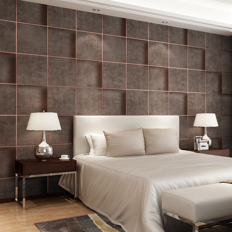 Simple grid 3D  deerskin wallpaper thickened non-woven embossed wallpaper for living room