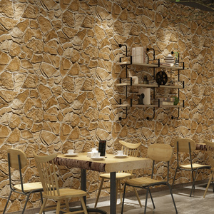 Retro yellow stone pattern wallpaper  modern 3d style PVC wallpaper for restaurant