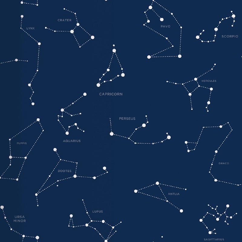 Dark blue 3D constellation wallpaper bedroom living room children's room clothing store simple modern light blue stars wallpaper