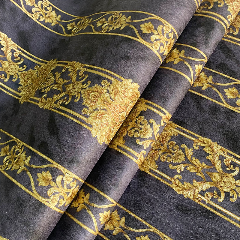 3D gold black European PVC wallpaper luxurious relief wallpaper for bedroom living room dining room background wall