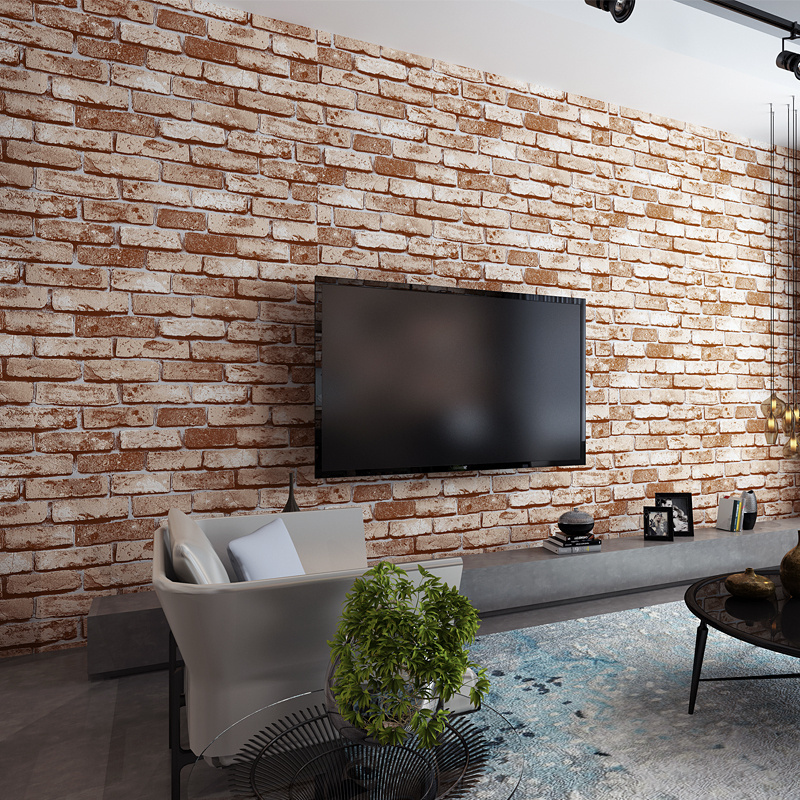 Modern minimalist 3D gray brick wallpaper restaurant hotel clubhouse retro Chinese red brick yellow brick wallpaper