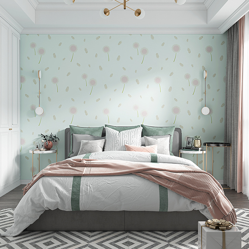 Light pink 3D relief floral wallpaper bedroom living room Princess Room Hotel clothing store warm dandelion wallpaper