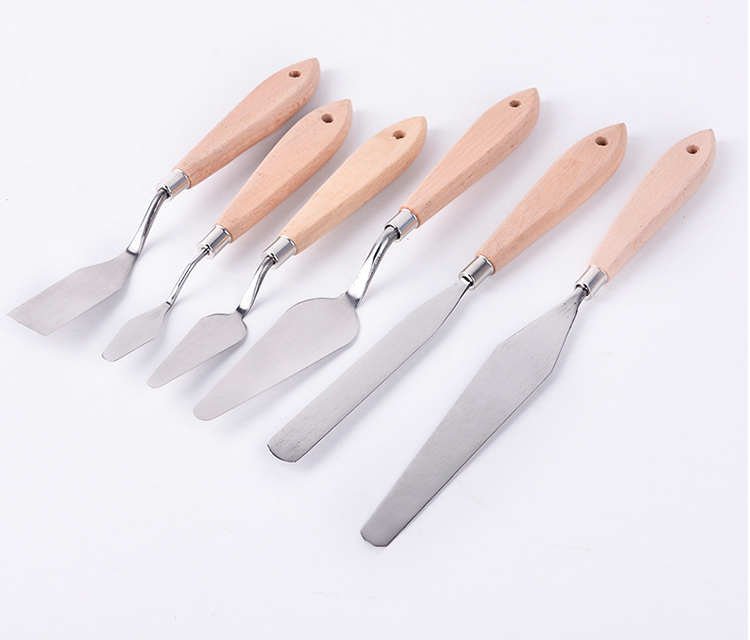 18 Different Size Stainless Steel Wooden Handle Palette Knife Set Painting Oil Paint Paint Spatula