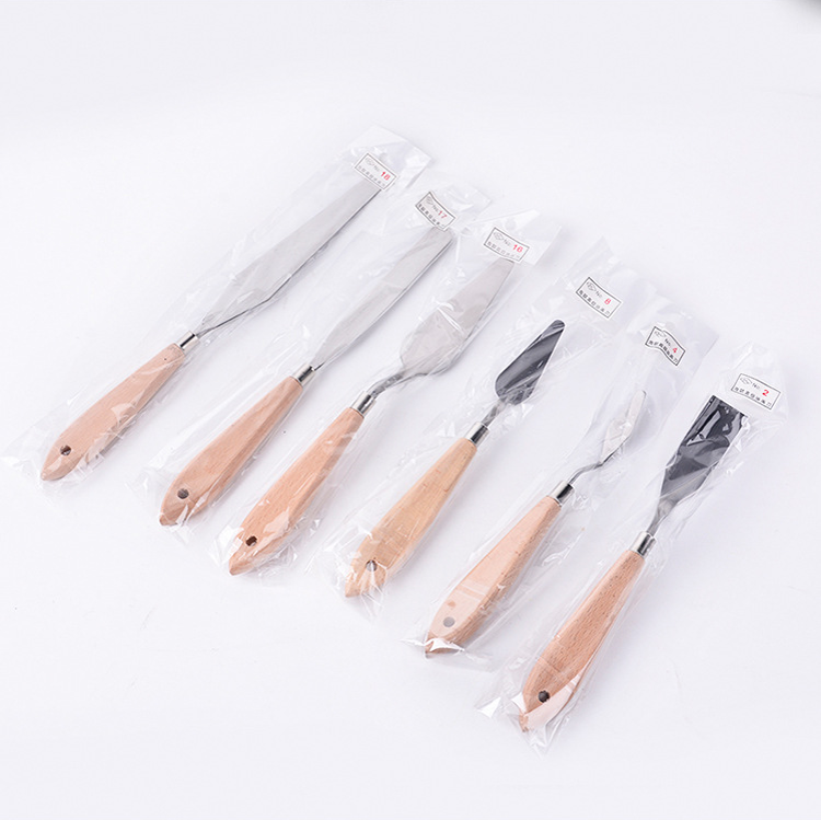 18 Different Size Stainless Steel Wooden Handle Palette Knife Set Painting Oil Paint Paint Spatula