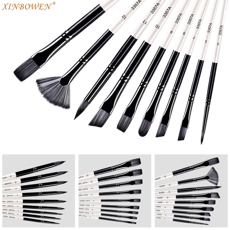 Xinbowen watercolor brushes Nylon paintbrush Synthetic Set Artist Paint Brush With Holder