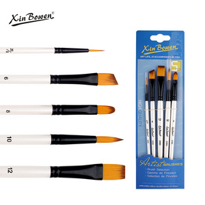 Xin Bowen Manufacturer Supplier Nylon Wool 5 Pcs Artist Watercolor Gouache Drawing Paint Brushes For Art With PVC Bag