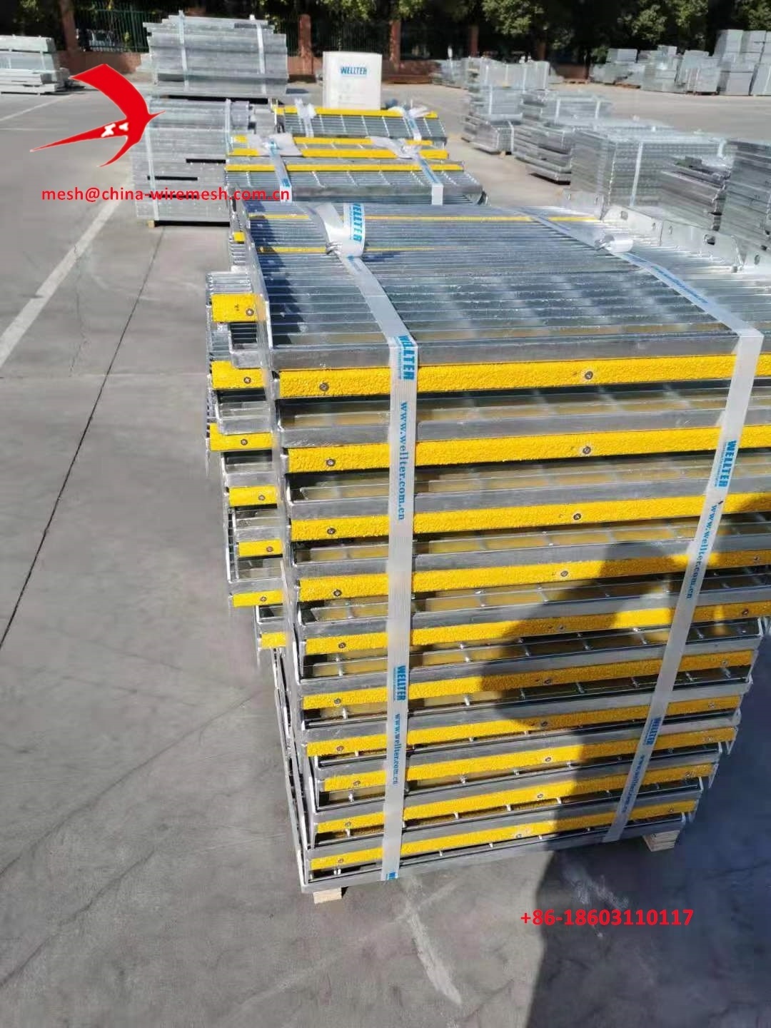 30*5mm 30x100cm walkway yellow equivalent nosing hot galvanized steel grating/ metal floor grill/steel grate grid