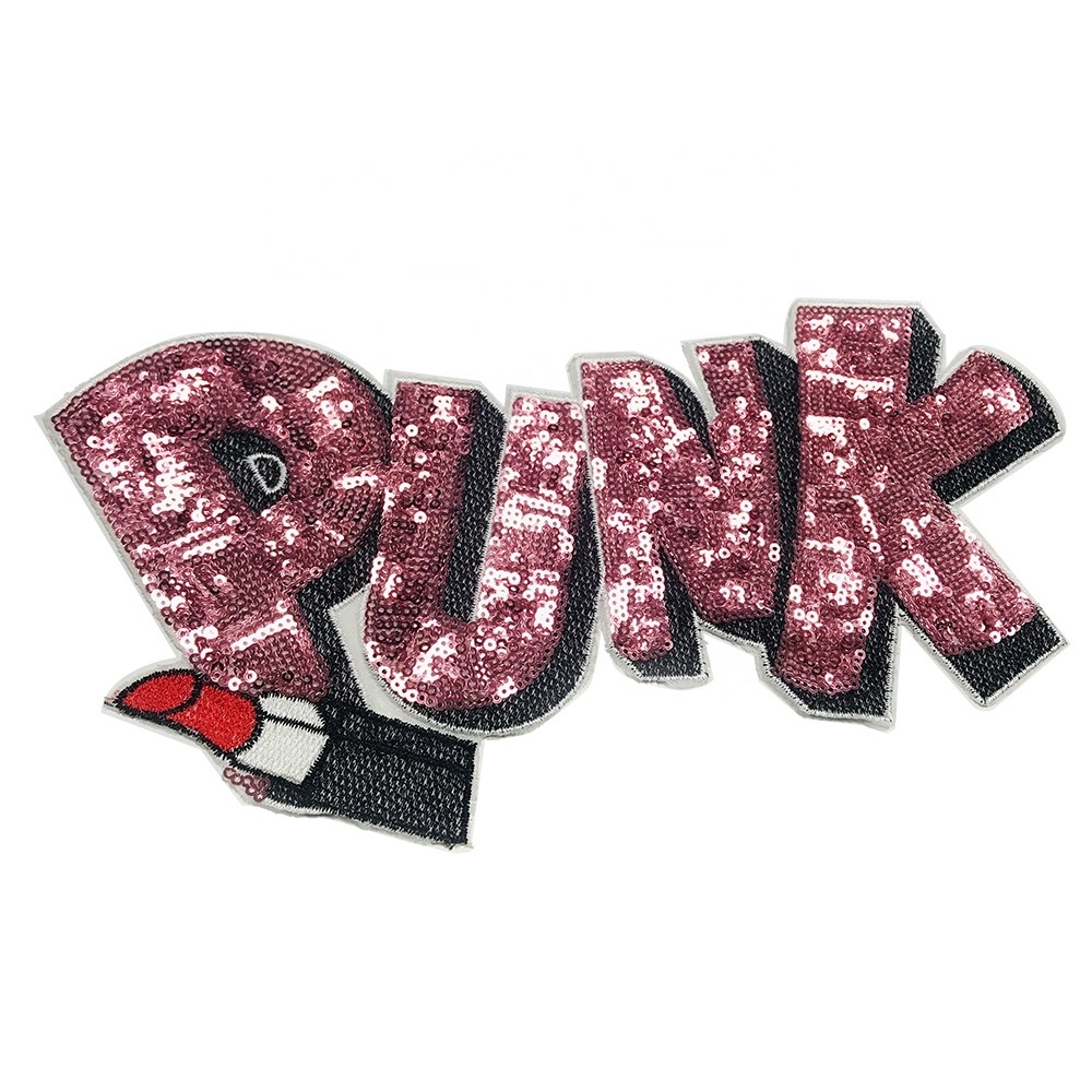 Iron on Letter Reversible Sequin Patches for Clothes Embroidered Plastic PVC 3D Polyester, Sequin Iron-on Backing Customized