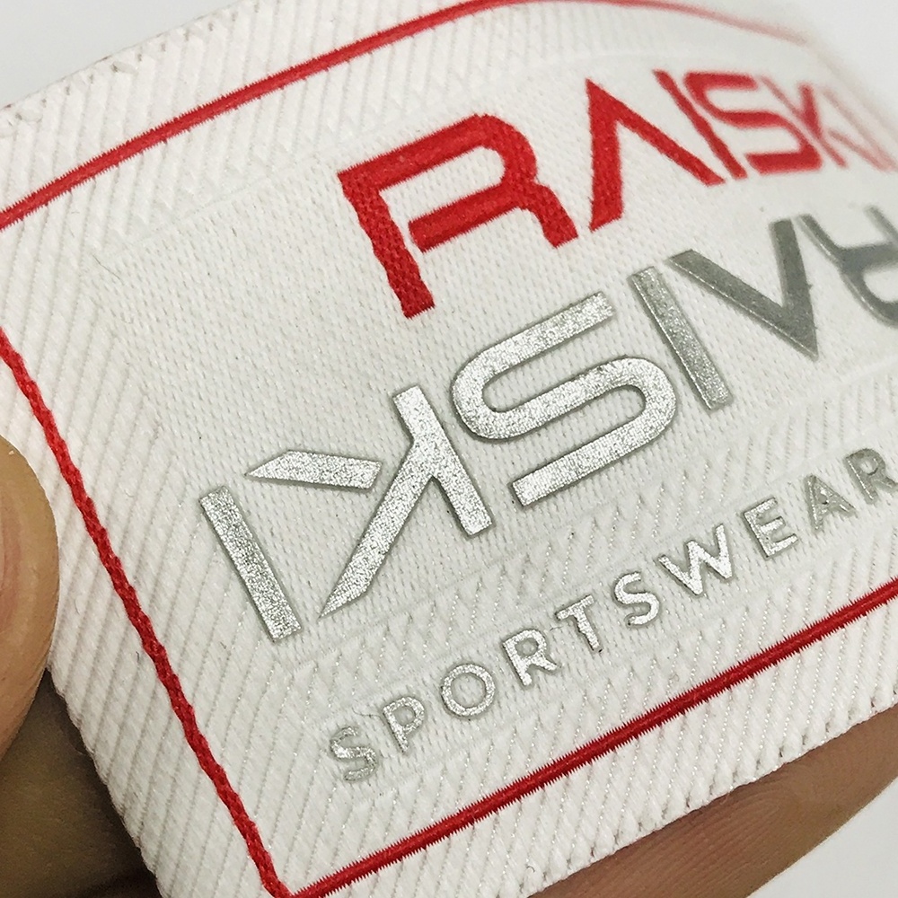 Custom 3D Embossed soft PVC woven label silicone logo fabric bottom woven label