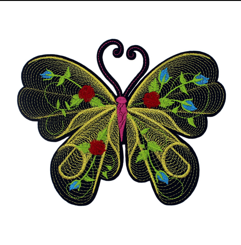 Factory price butterfly design iron on sequin patches for clothing