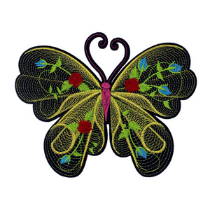 Factory price butterfly design iron on sequin patches for clothing