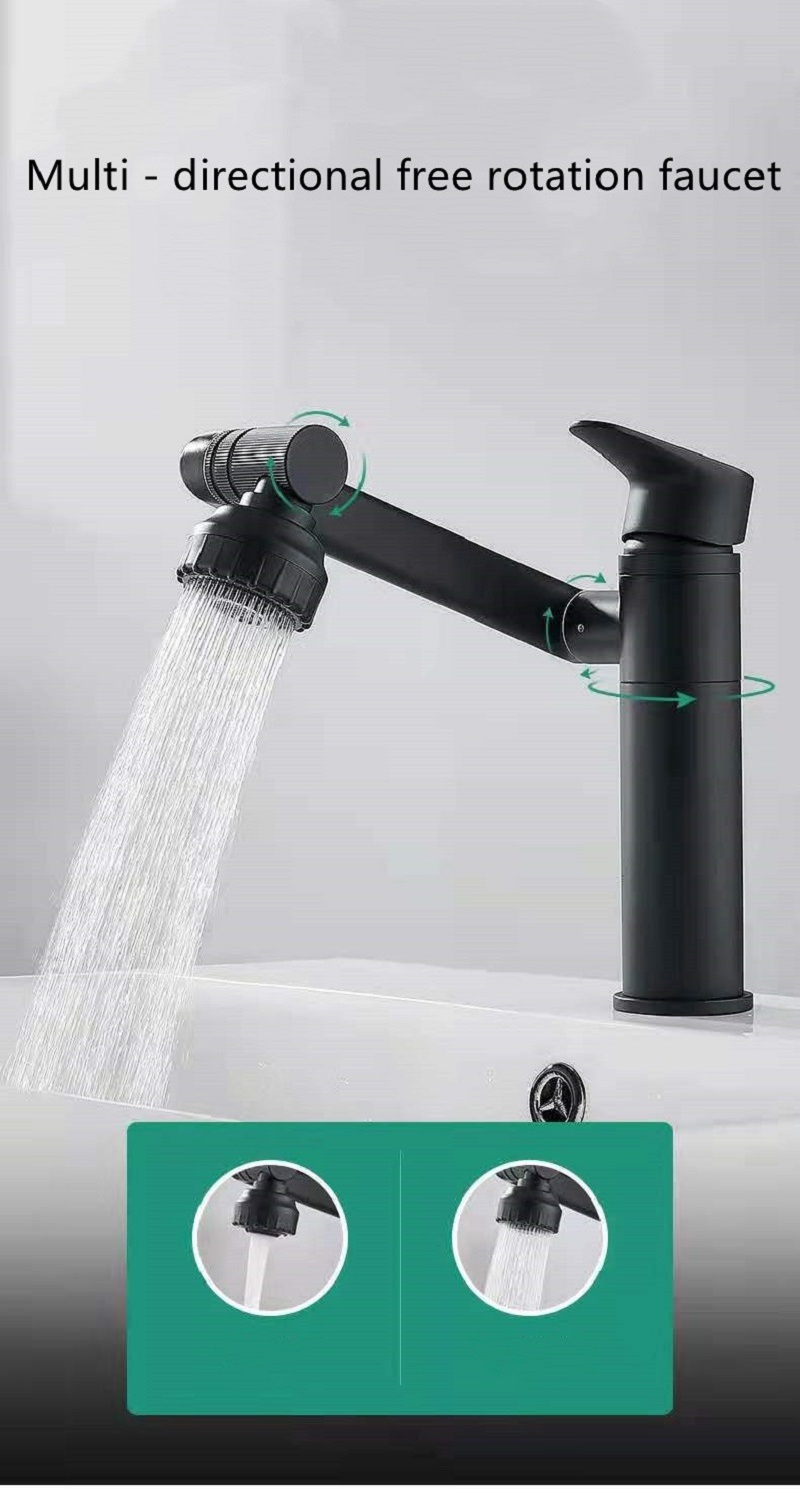 Universal rotation Basin Faucet Basin Sink Faucet Mixer Taps Aerator 2 In 1 Black Washbasin faucet cat basin