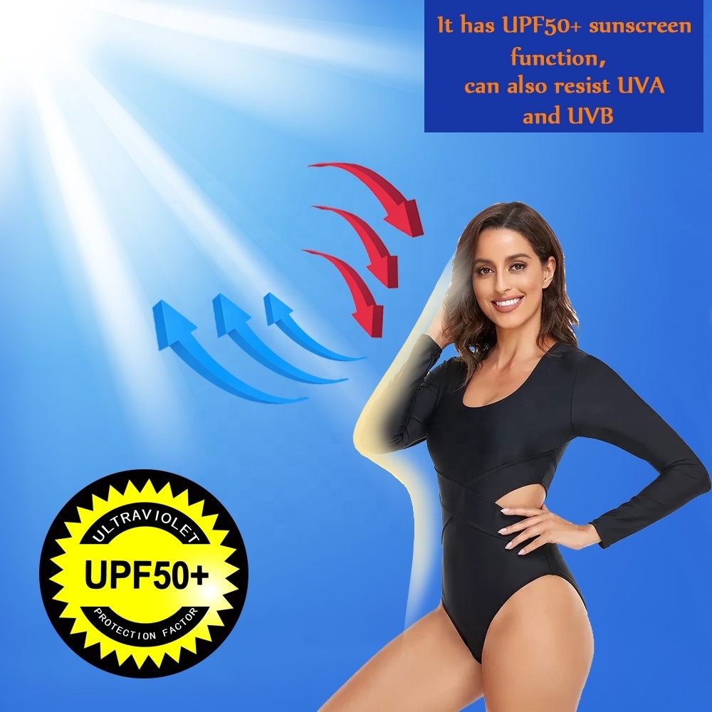 OEM Factory sales hooded sunscreen wetsuit sunblock fabric sports swimsuit long sleeved women swimwear one piece surfing clothes