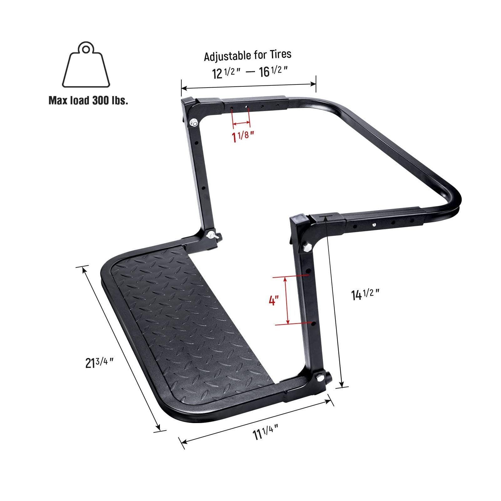 Tire Steps for Pickup Truck, SUV,RVs Adjustable Mounted Auto Step Fits Any Tire from 9'' to 13'', Rated up to 300 lbs