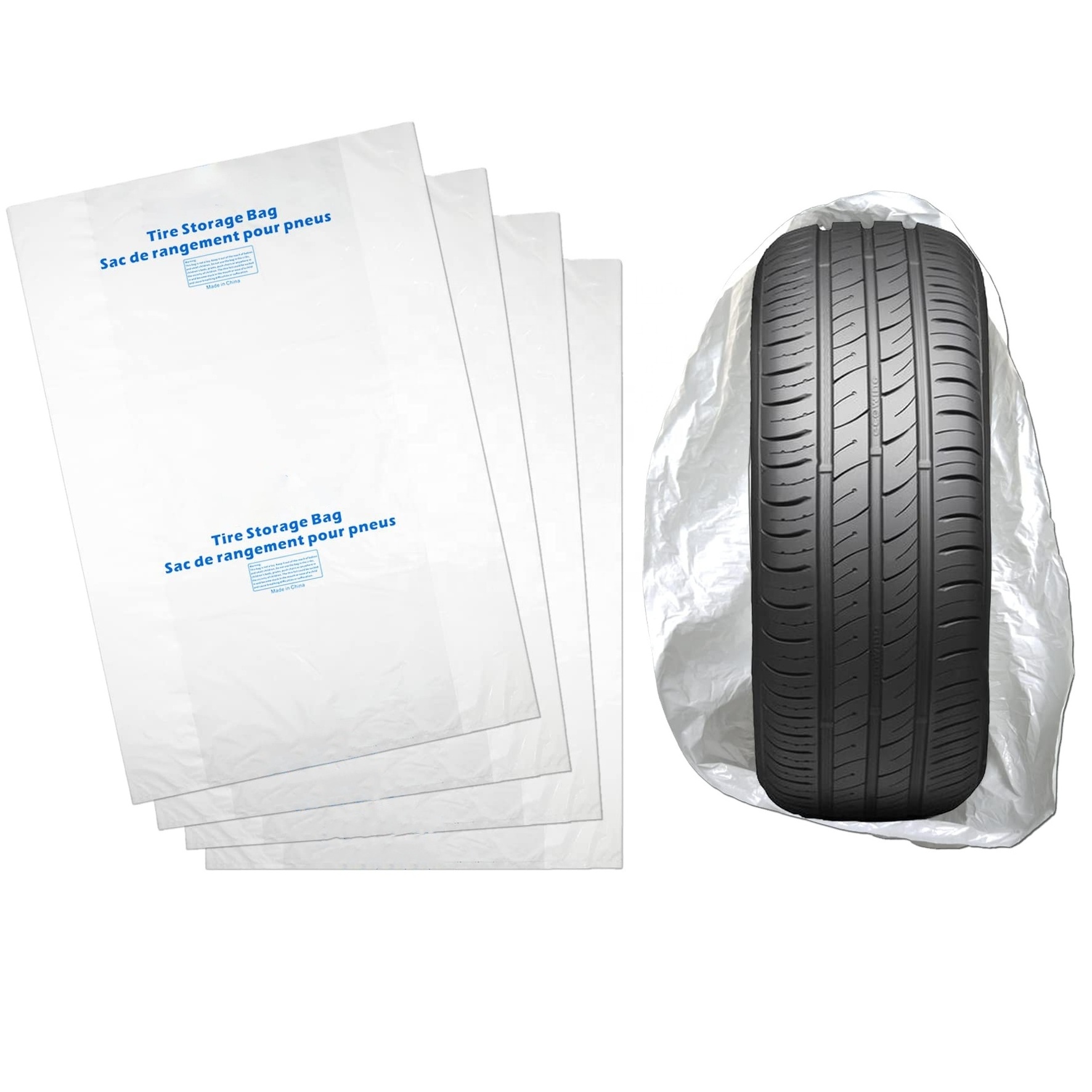 Tire Storage Bags Made of Polyethylene LDPE Plastic Large White plastic tires cover R16 17 18 19 20