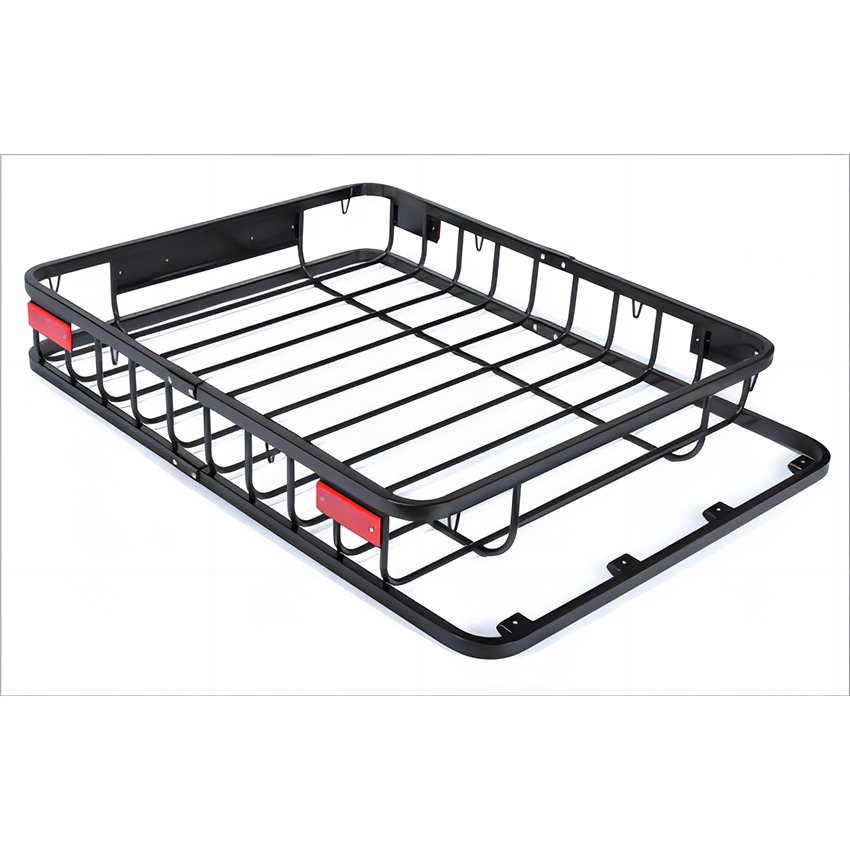 1360mmx1014mmx202mm Roof Rack Rooftop Cargo Carrier Steel Basket with lighting for SUV and Pick Up Trucks - 100kg Capacity