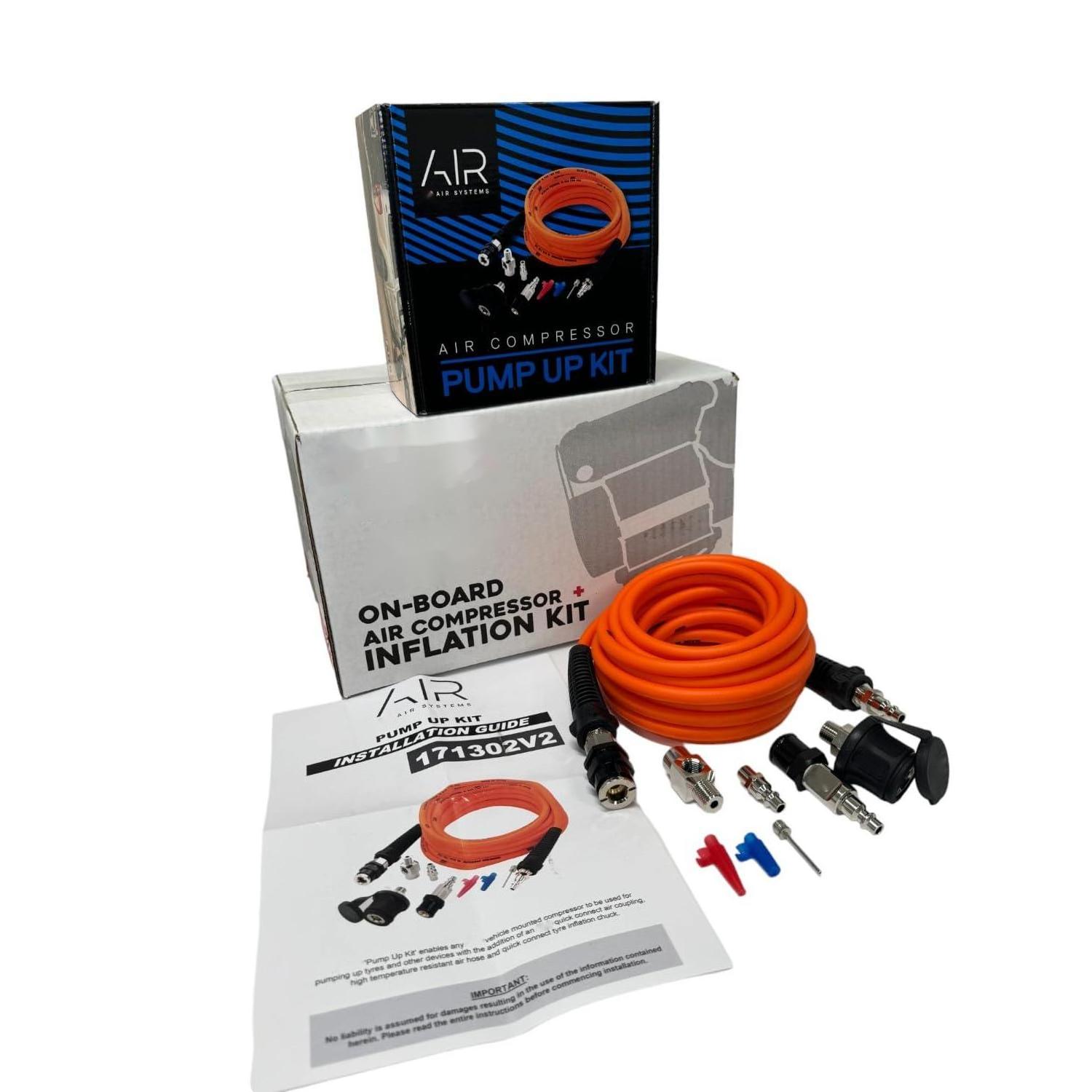 Inflation Kit Air Compressor & Orange Air Hose Pump Up Kit with Quick Fitting Bundle On Board System(Compressor & Inflation Kit)