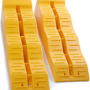 RV Leveling Ramps - Camper or Trailer Leveler/Wheel Chocks for Stabilizing Uneven Ground and Parking - Set of 2 Blocks, Yellow