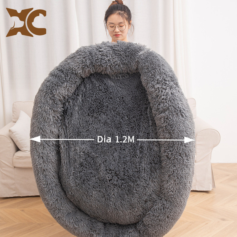 Giant Non Chewable Donut Plush Human Size Round Canvas Moisture-Proof Self Heating Pet Dog Console Beds For Humans