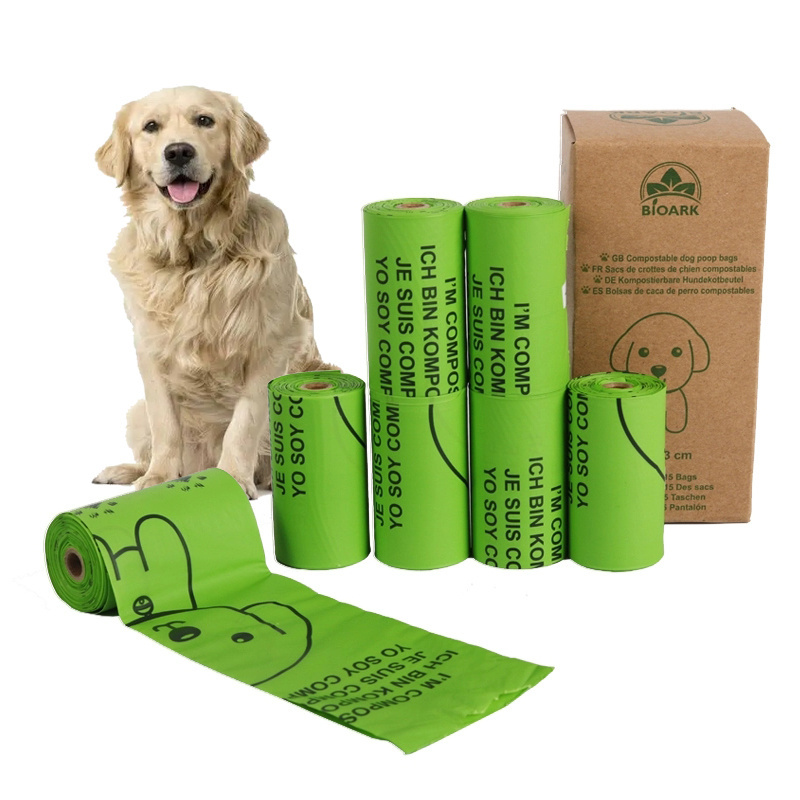 biodegradable eco friendly corn starch printed wholesale pet dog poop waste bags